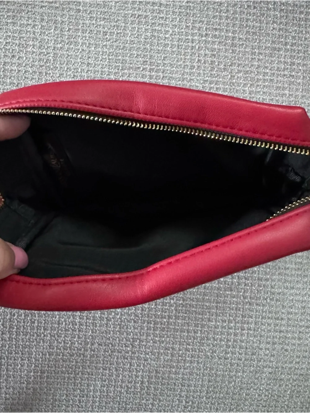 Yves Saint Laurent Red Cosmetic Pouch with Gold Zipper